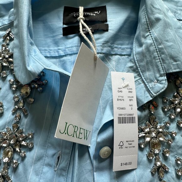 NWT J. Crew Embellished Short Sleeve Top - Picture 3 of 3